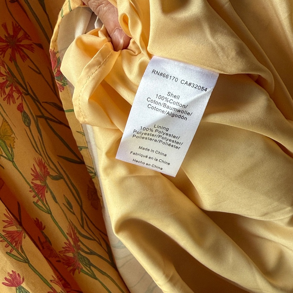 Anthropologie Hutch Sleeveless Smocked Midi Dress Gold Floral Ruffles Pockets L - Picture 12 of 16